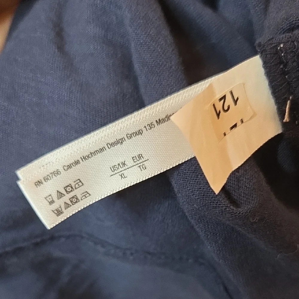 CLEARANCE Lucky Brand Navy Embroidered Short Sleeve Tie Front Slub Jersey Top XL - Picture 8 of 11